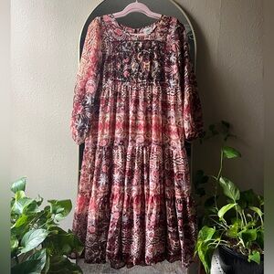 Knox Rose sheer floral long sleeve midi dress